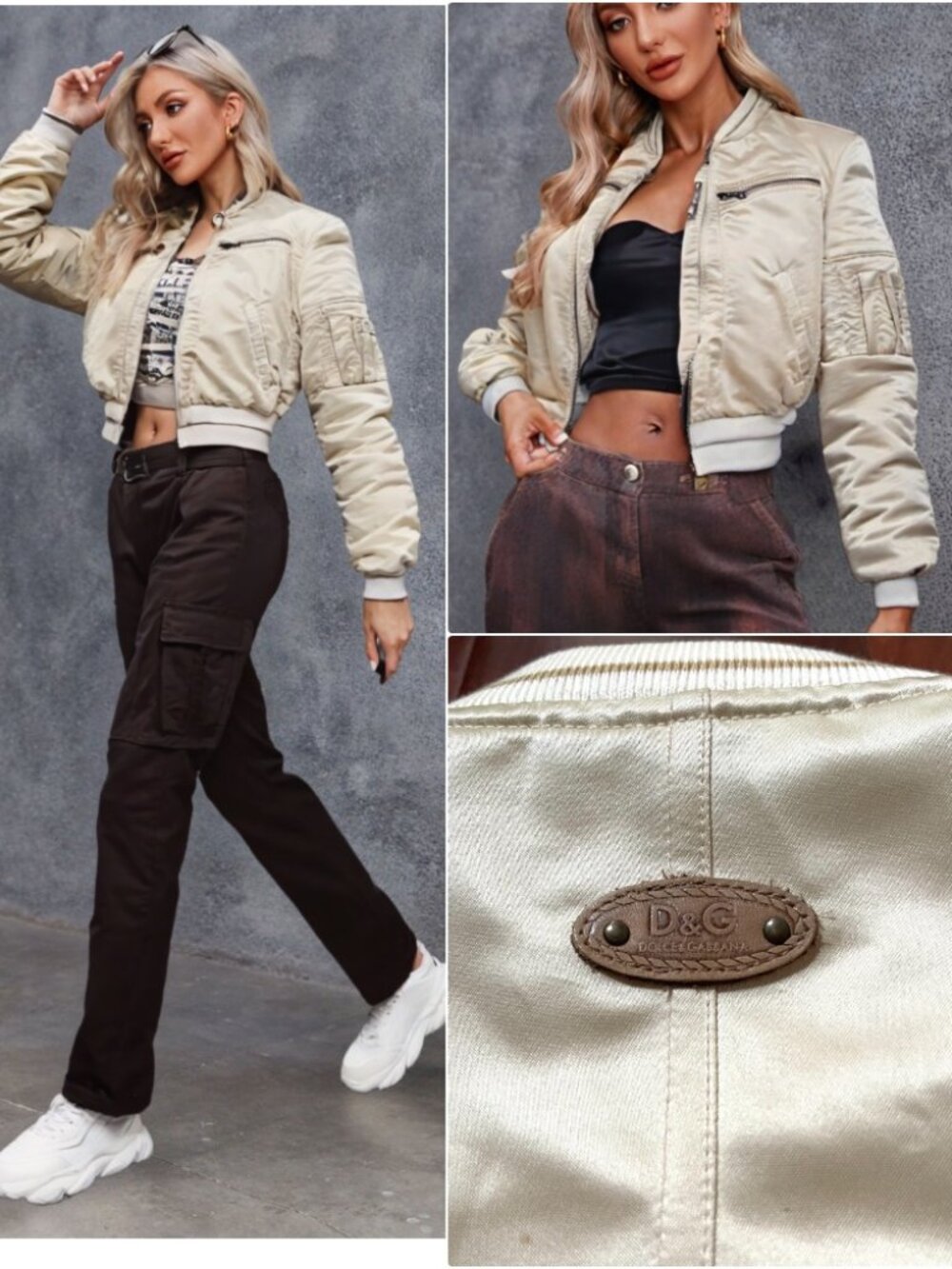 Auth D&G Dolce & Gabbana Bomber vintage Jacket XS